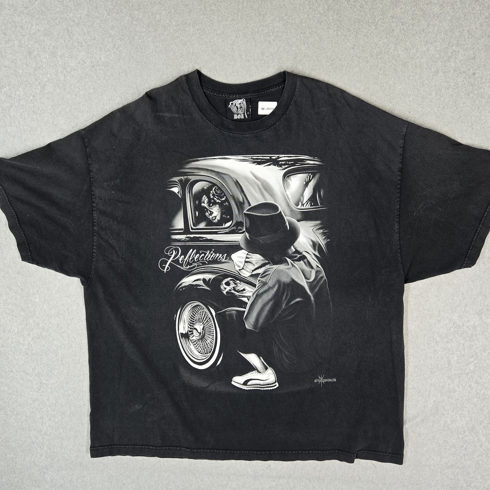 DGA Men Shirt 4XL Black Reflection Grunge Big Graphic Bear Car Short Sleeve